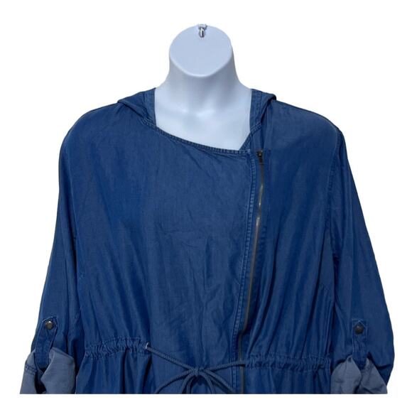 Simply Emma Plus Denim Tencel Full Zip Hooded Utility Jacket Women's Size 3X - Picture 5 of 15